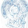 Skull Stain (Blue Line), 2018